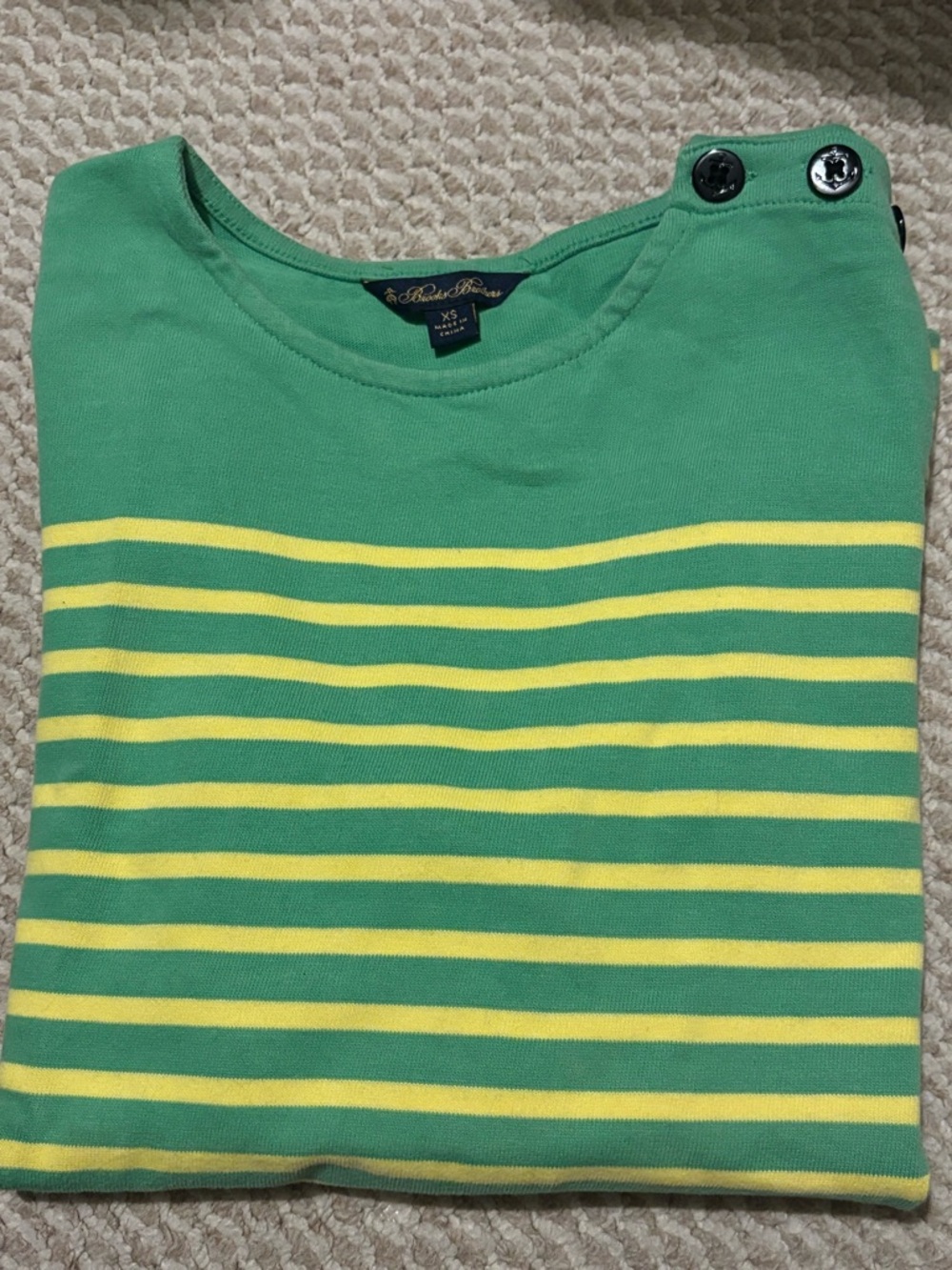 Brooks Brothers Green & Yellow Striped Top